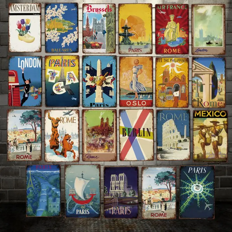 

[ Mike86 ] ROME OSLO BERLIN Amsterdam Travels Cites Metal Sign Vintage Retro Iron Painting Poster Art 20*30 CM LT-1945