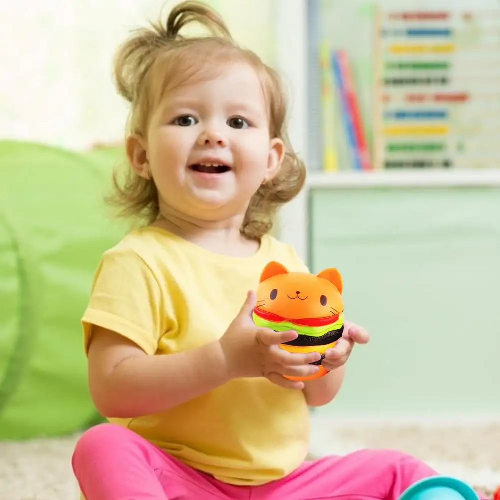 Мягкая игрушка в виде головы кошки гамбургера искусственного хлеба
