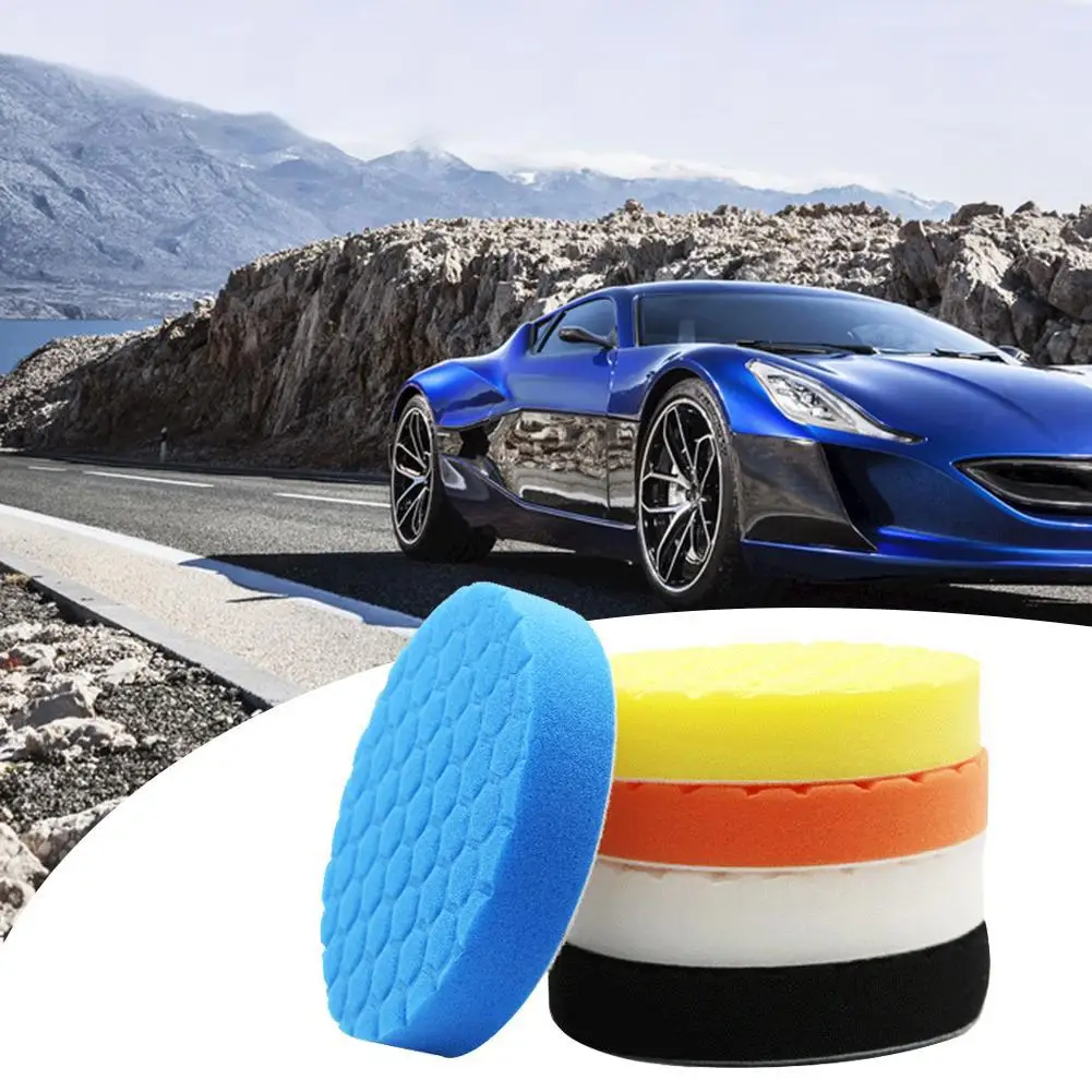 

5Pcs 3/4/5/6/7inch Car Auto Body Care Round Sponge Buffing Polishing Waxing Pad Car Wax Foam Cleaning Tools Sponges New