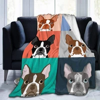 boston terrier dog cartoon blankets and throws soft light weight blanket for bed couch and living room suitable0