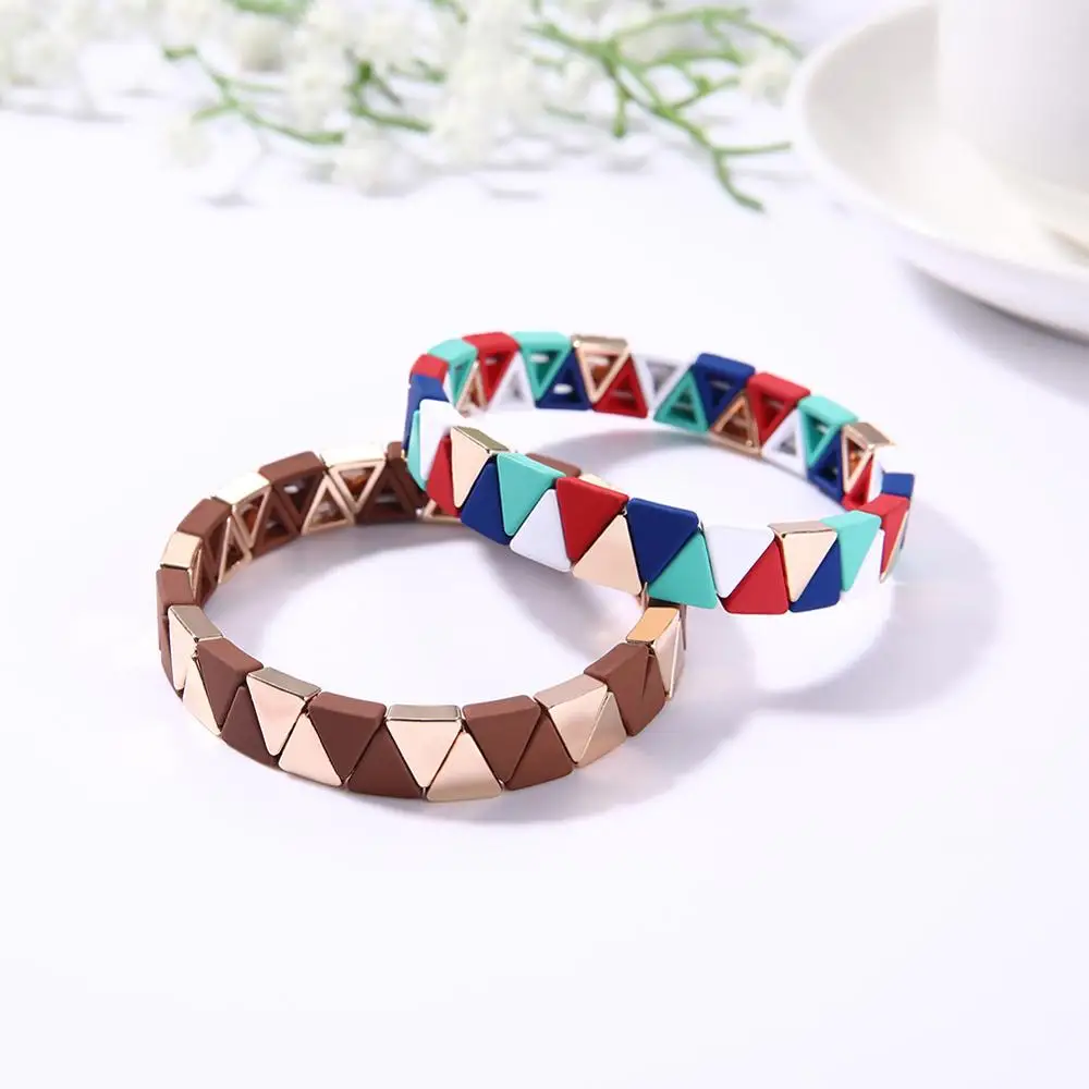 Skyrim радужные браслеты с треугольными бусинами растягивающиеся для женщин mujer