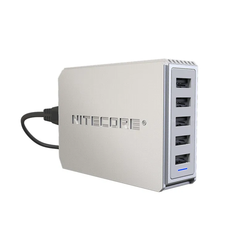 Настольный адаптер NITECORE UA55 с 5 USB-портами 50 Вт Высокоскоростная зарядка 10 А