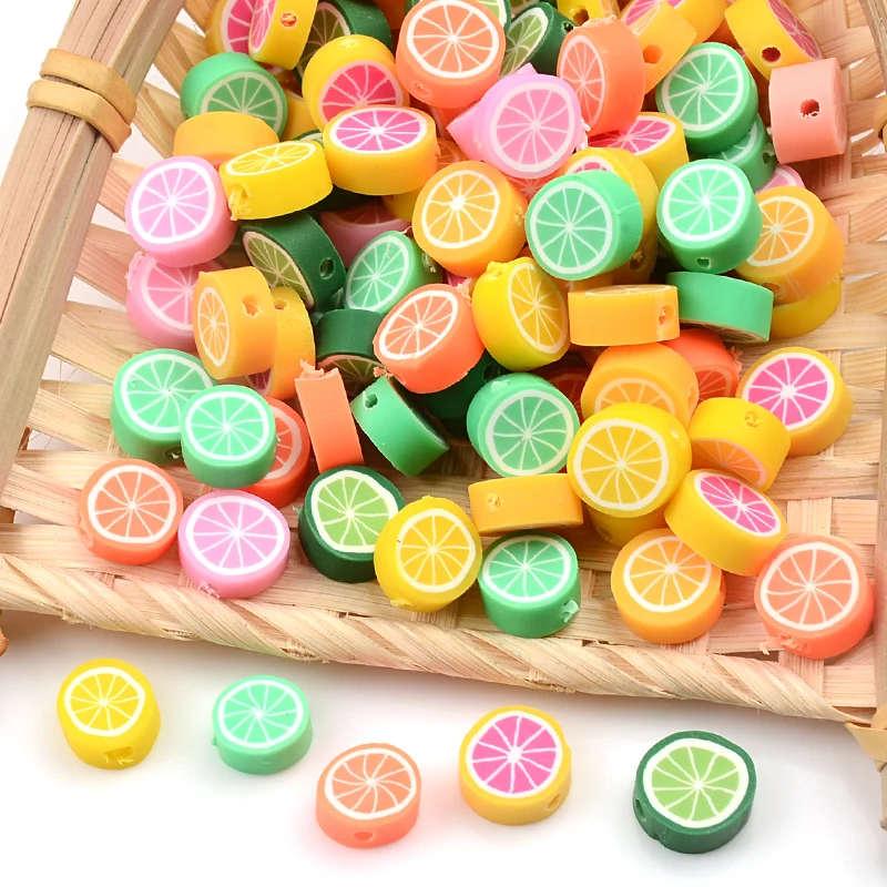 

30pcs/60pcs/90pcs Mixed Lemon Chips Fruit Polymer Clay Beads Loose Spacer Beads For Jewelry Making DIY Bracelet Accessories