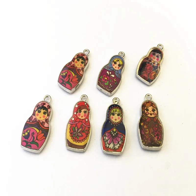 Двухсторонний кукольный кулон 14 мм х 27 серебристого цвета ожерелье подвеска