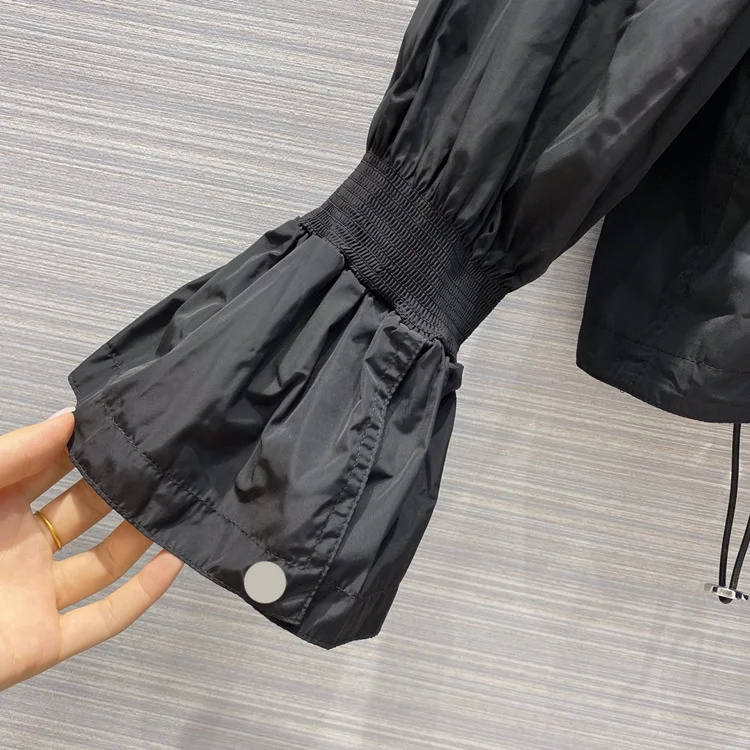 

Luxury Brand Unisex Windproof Hooded Jacket Coat New Autumn High-end Drawstring Waist Flare Sleeve Tooling Trench Coats Top