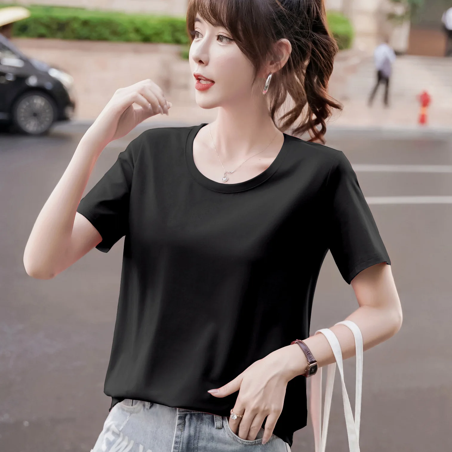 

2020 Summer Fashion T Shirt Women black Woman Tshirt