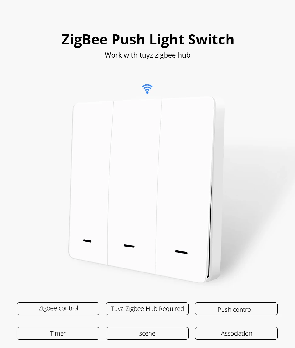 Zemismart Tuya Zigbee выключатель света 3 банды физической Настенные переключатели Push Button прерыватель 110v 220v