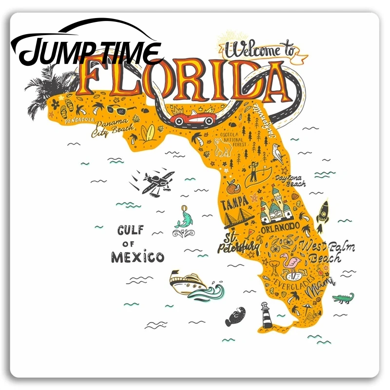 

Время скачка для карты Флориды виниловые наклейки США наклейка «Путешествие» ноутбук багаж автомобильный бампер наклейка водонепроницаем...