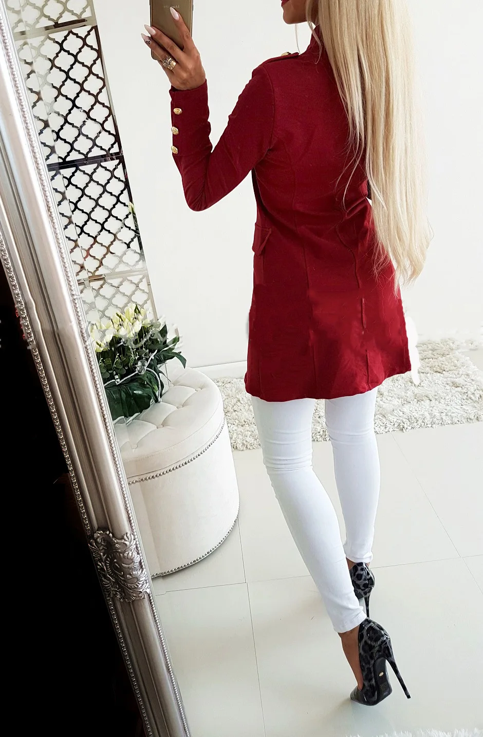 

European and American Long-Sleeved Buckle Slim-Fit Small Suit Jacket New Style