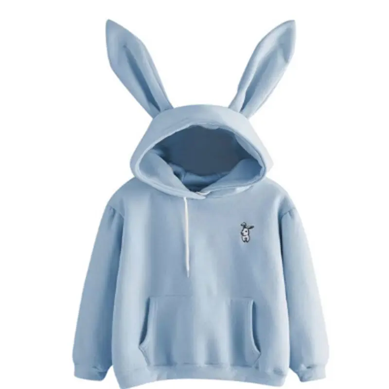 Women Fashion Casual All-match Hooded Loose Small Rabbit Embroidered Fleece Sweatershirt Hoody Top New ！！！ | Женская одежда