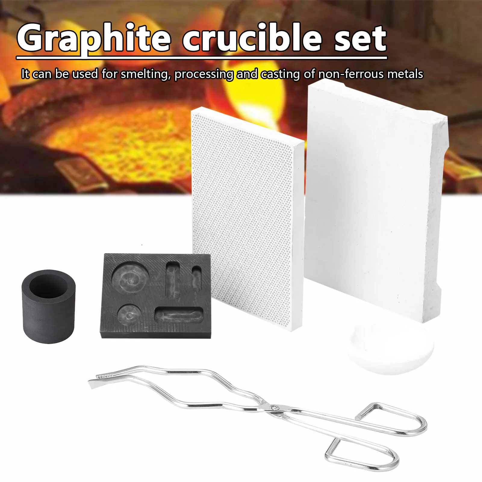

4pcs Graphite Crucible Set Ingot Mold Set Graphite Torch Melting Casting Kit temperature&Corrosion for Gold Silver Copper