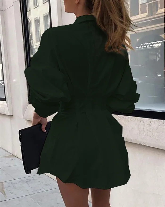 

COLDKER Women Long Sleeve Turn Down Collar Solid Color High Waist Sexy Shirt long shirt casual street wear ropa mujer