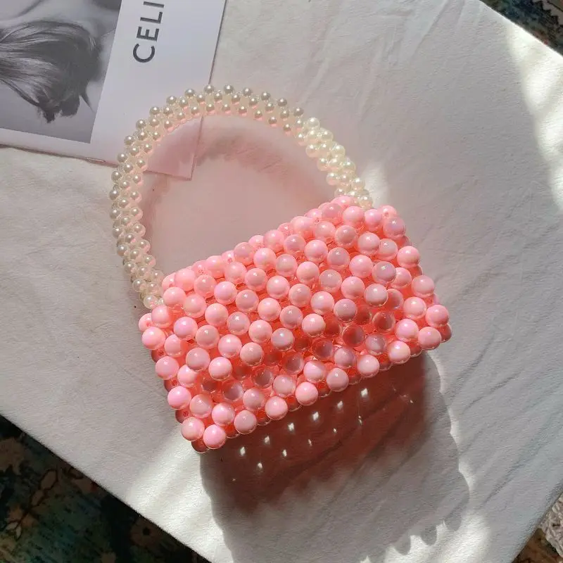 

Fashion Pearls Handbags Elegant Hand Woven Women's Bag Pearl Beaded Purses Handbag Ladies Party Clutch Tote Shoulder Bag 2021