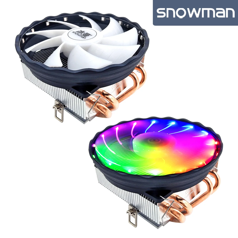 SNOWMAN 4 Heat Pipes CPU Cooler PWM 4 Pin PC Radiator RGB Quiet Cooling Fan for Intel and AMD