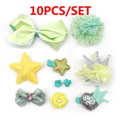 10pcs Style 17 Цветные детские заколки для волос с цветами; заколки для волос; милые детские заколки для волос; повязки для девочек; аксессуары для волос; головные уборы; повязки на голову - Цвет: 10pcs Style 17