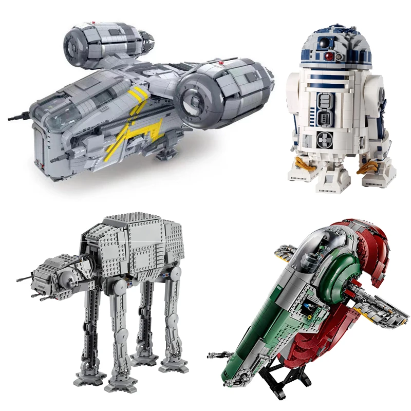 

Star Plan Spaceship UCS Slave 1 UCS Razor Crest Big Size AT-AT R2-D2 Building Blocks Compatible 75060 75288 75308 Bricks Gift