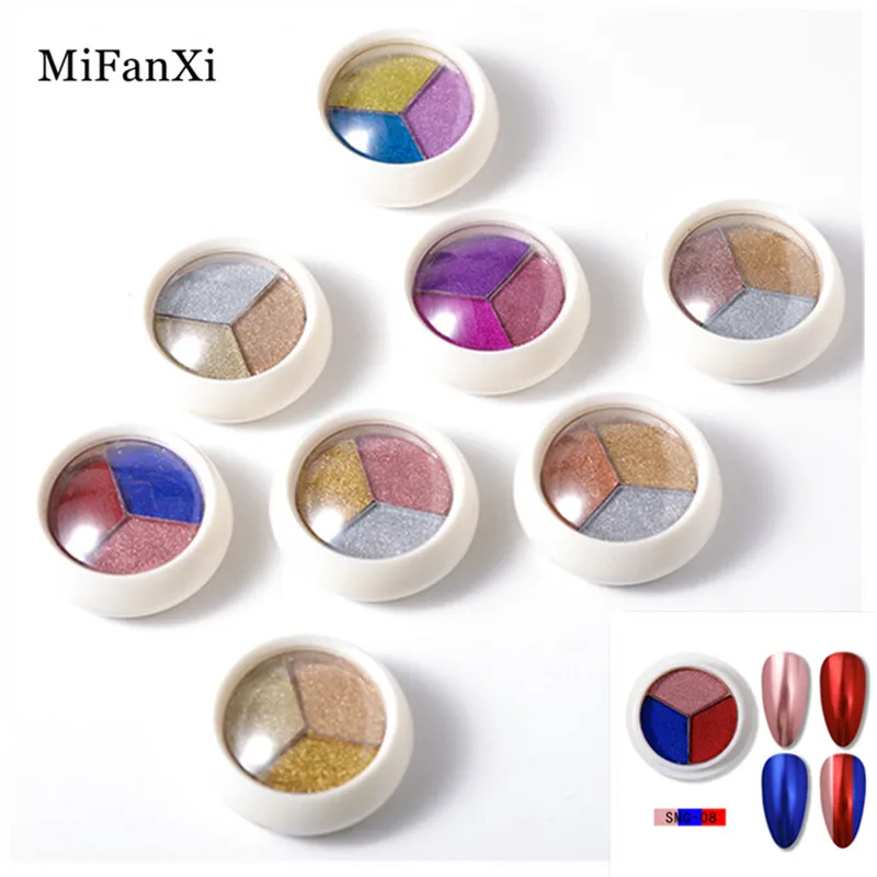 

Nail Art Solid Aurora Mirror Sparkling Powder Chrome Three Color Transparent Glitter Laser DIY Decoration Manicure Tools