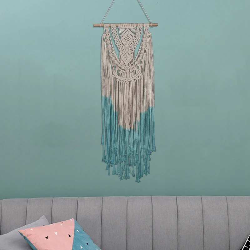 

Boho Style Macrame Wall Hanging Decor Boho Handmade Woven Tassel Tapestry Art Wall Ornament for Home Wall Decor