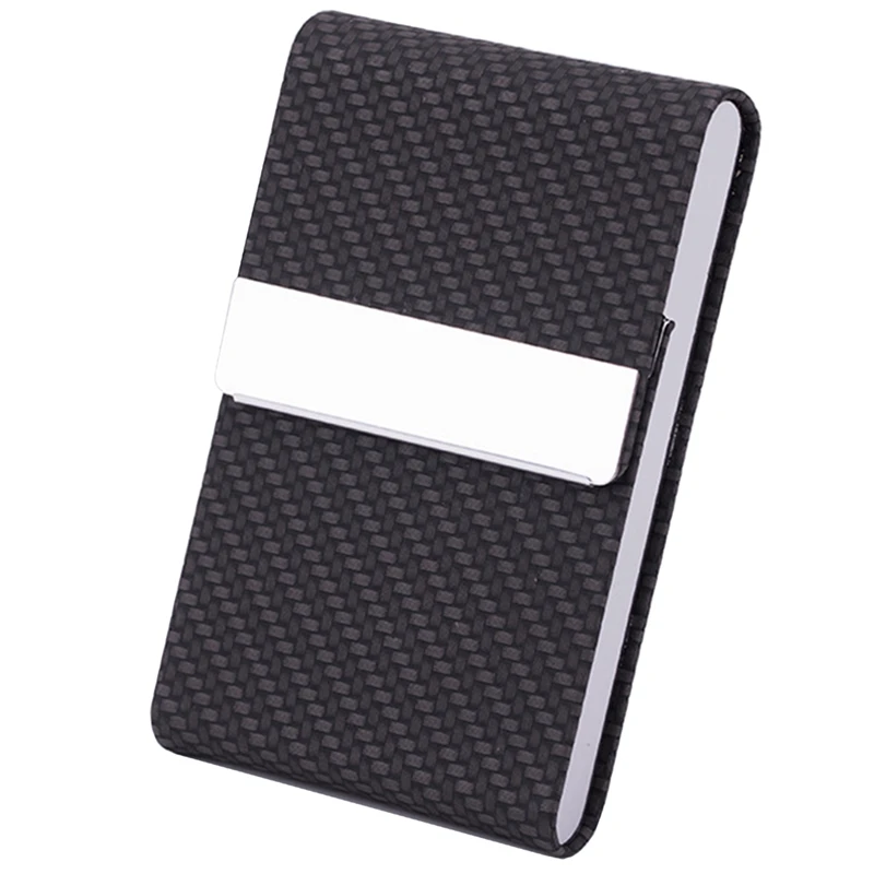 

Business Card Holder, Card Holder for Women and Men, Stainless Steel PU Leather Business Card Holder
