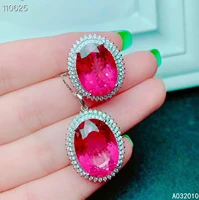 kjjeaxcmy fine jewelry 925 sterling silver inlaid natural pink topaz female ring pendant set fashion support detection