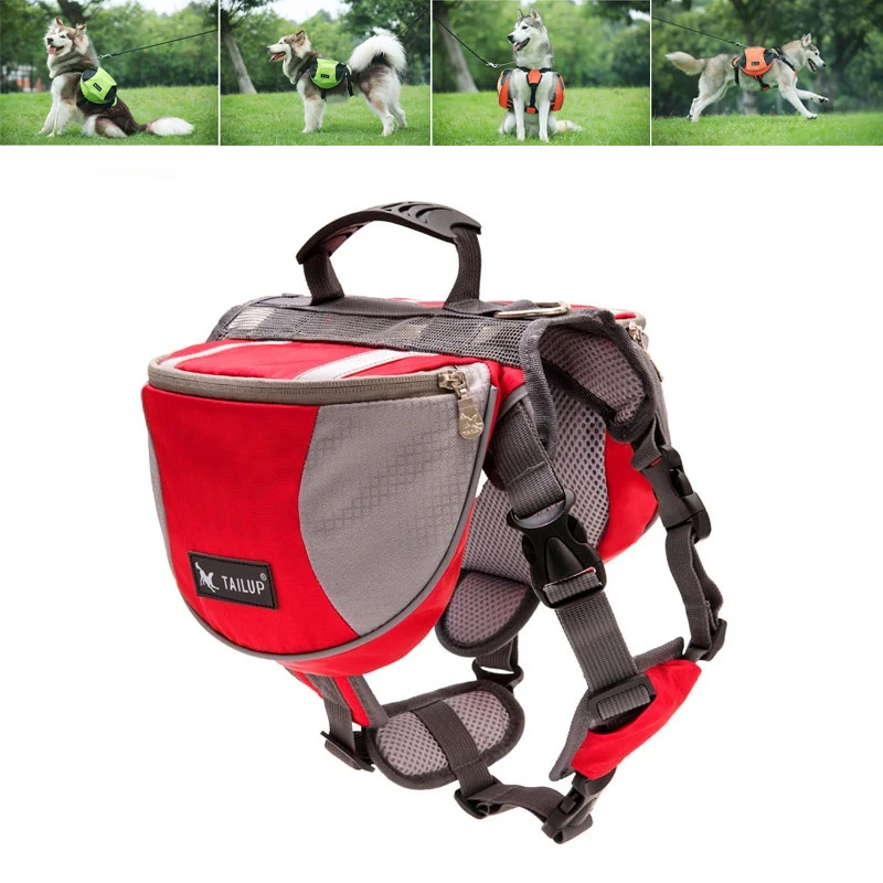 

TAILUP Polyester Pet Dog Saddlebags Pack Hound Travel Camping Hiking Backpack Saddle Bag for Small Medium Large Dogs Free Gift