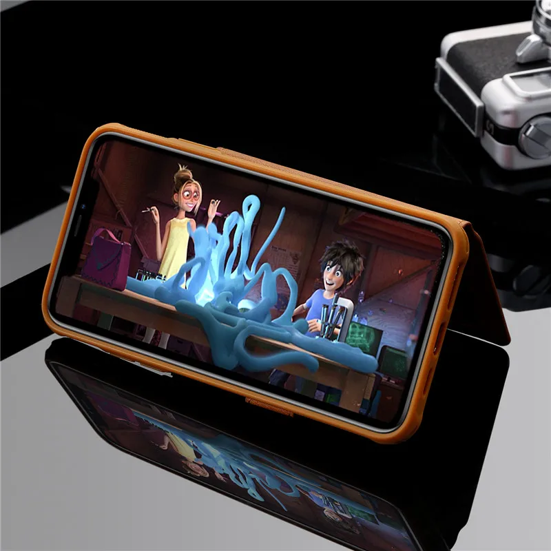 Ретро Кожаный Кошелек на молнии чехол для телефона для iPhone 11 11Pro MAX XS MAX XR 6 6splus 7 7Plu 8 8Plus держатель для телефона с подставкой задняя крышка