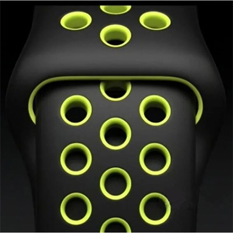 FOHUAS бренд Кремния спортивный ремешок красочный наручный ремешок для Apple Watch, 38, 42 мм черный/Вольт браслет Watch Series 2 и 1 наручных часов iwatch, ремешок для часов