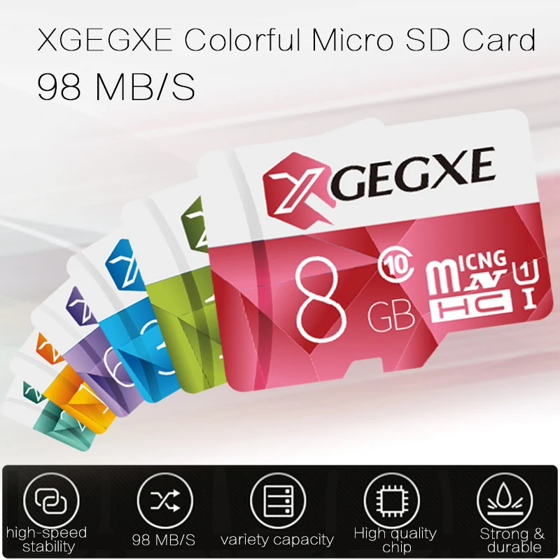Карта памяти XGEGXE MicroSD 32 ГБ 8 Гб 16 64 128 256 Micro SD карта C10 98 МБ/с./с TF флеш-накопитель для