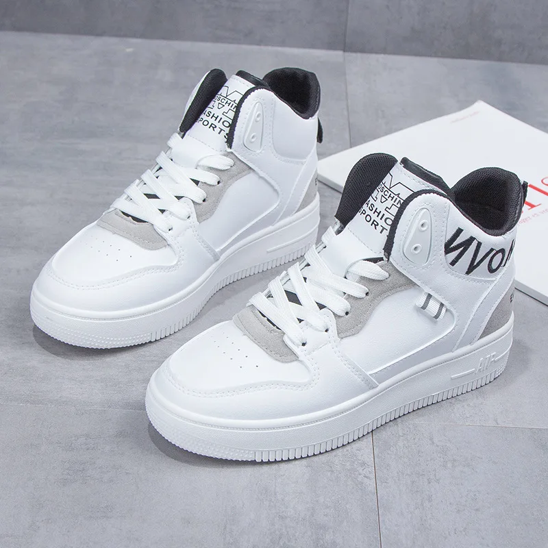 

2021 White Shoes Women Spring New Casual High-top Shoes Sports and Leisure Hundred Women's Shoes Spring and Autumn Shoes