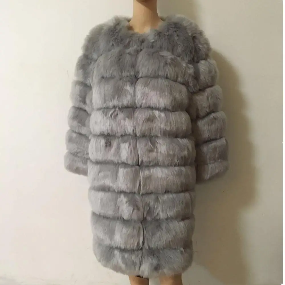 

2020 New 90CM Luxury Women Winter Long Sleeve Faux Fur Coat Jacket Fluffy Furs Jackets Overcoat Long Fake Fur Coat Outwear