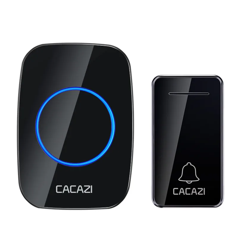 1 button 1 receiver CACAZI автономный беспроводной дверной звонок Водонепроницаемый без батареи США ЕС Великобритания AU штекер вызова дверной звонок 1 2 кнопки 1 2 приемника - Цвет: 1 button 1 receiver