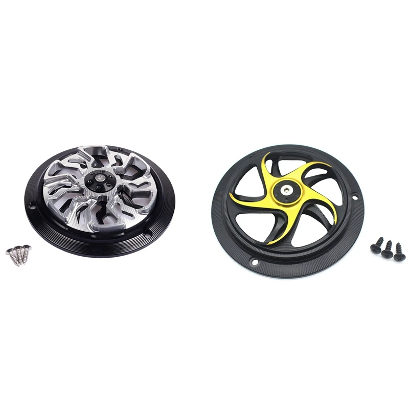 

2PC Motorcycle Engine Cover Fan Protector Radiator Guard Accessories for Vespa Sprint 150 Primavera 150(Yellow & Silver)