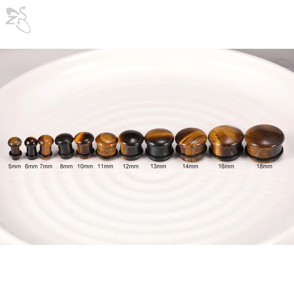 Тоннель для ушей ZS 5-18 мм 100% Натуральный Необработанный тигровый глаз | Украшения