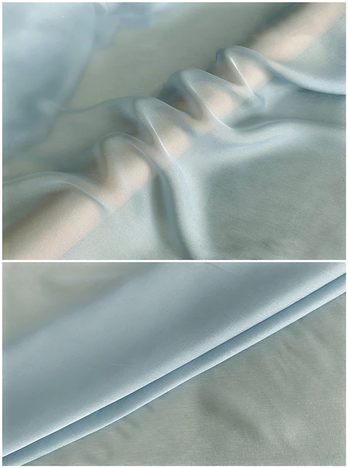 light blue grey 55 5 м/лот) 6 мм шелк шифон Ткань для шитья Твердые шелковые ткани тутового шелкопряда шелковая ткань Тюлевая Ткань Жир четверть - Цвет: light blue grey 55