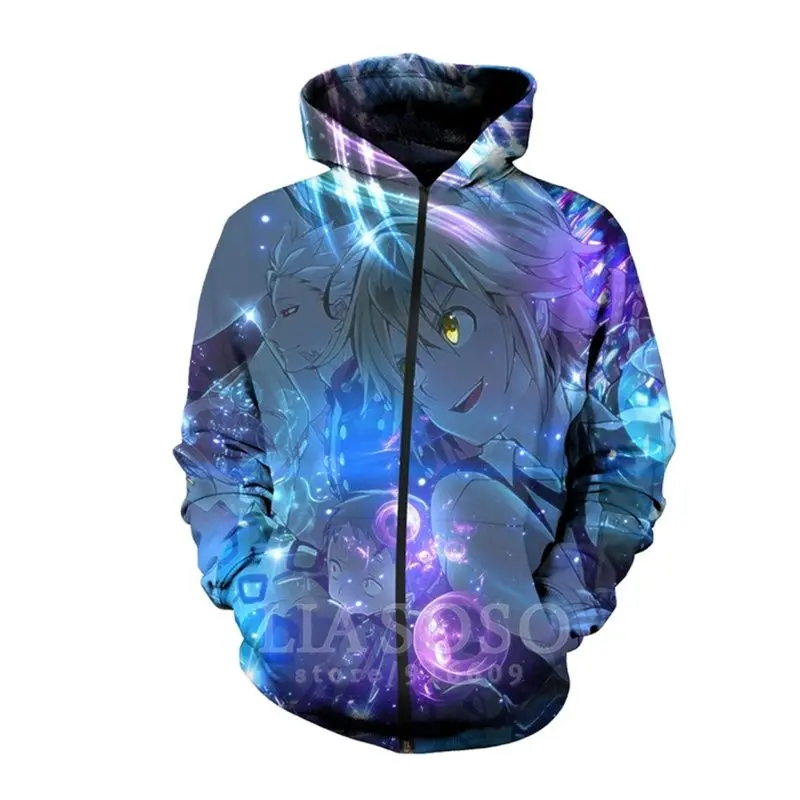 Толстовка мужская с длинным рукавом свитшот 3D принтом аниме худи на молнии в