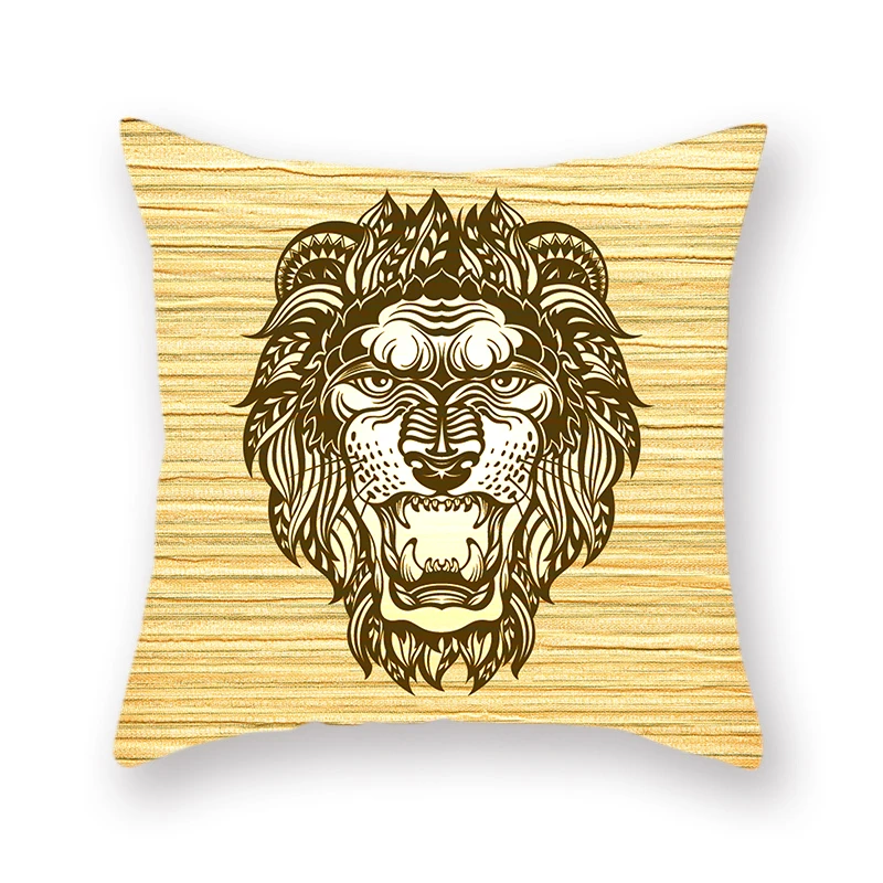 Животное голова льва полиэстер Бросок Наволочка полосатый геометрический фон