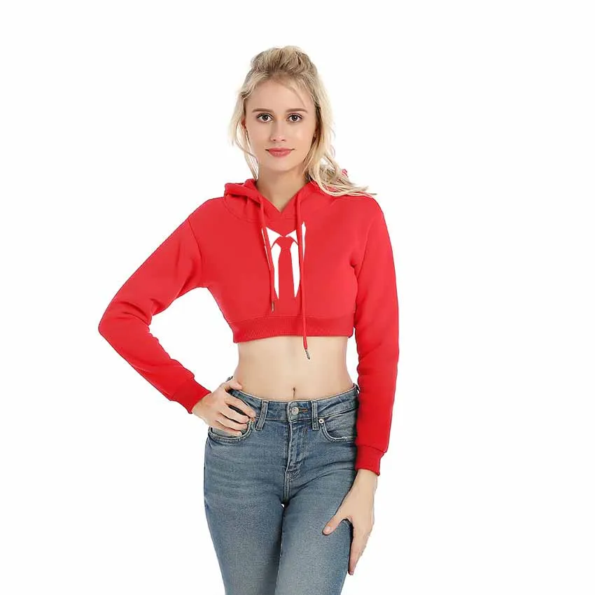 

Cotton Hoodies Spring Sweatshirts Female Hooded Casual Sweatshirt Personality Collar Printed Crop Sweatshirt Women Hoodies