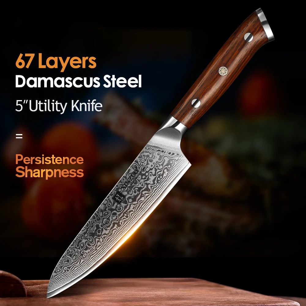 Японские ножи VG10 5 дюймов универсальные кухонные из дамасской стали ручка