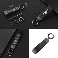new luxury carbon fiber car logo customization keychain unisex exquisite leather keyring auto key holder accessories