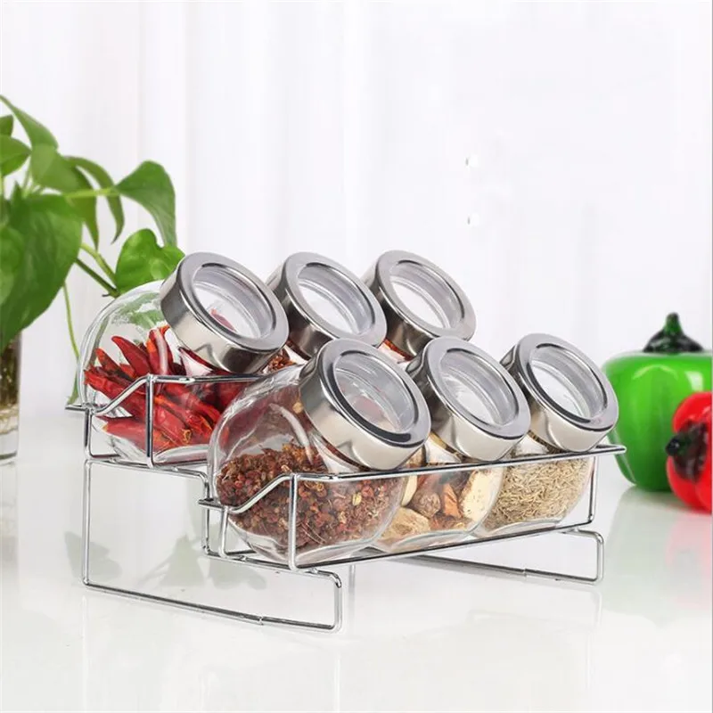 

Glass Seasoning Jar 1 Set Household Sealed Cans With Rack Pepper Salt Sugar Box
