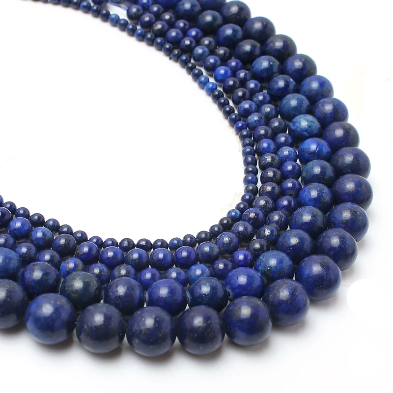 

Natural Stone Lapis Lazuli Beads Round Loose Spacer Bead 15.5" Strand 4 6 8 10 12 14mm Pick Size For Jewelry Making DIY Bracelet