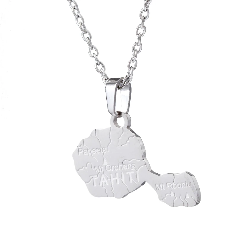 Ожерелье из нержавеющей стали с подвеской в виде карты рониу для мужчин и женщин -