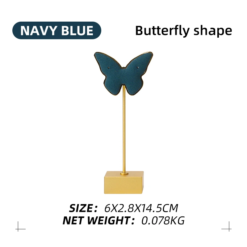 

8 Colors Available Metal Microfiber Navy Blue Butterfly Femal Earring Necklace Jewelry Display Stand Base Bracket Detachable