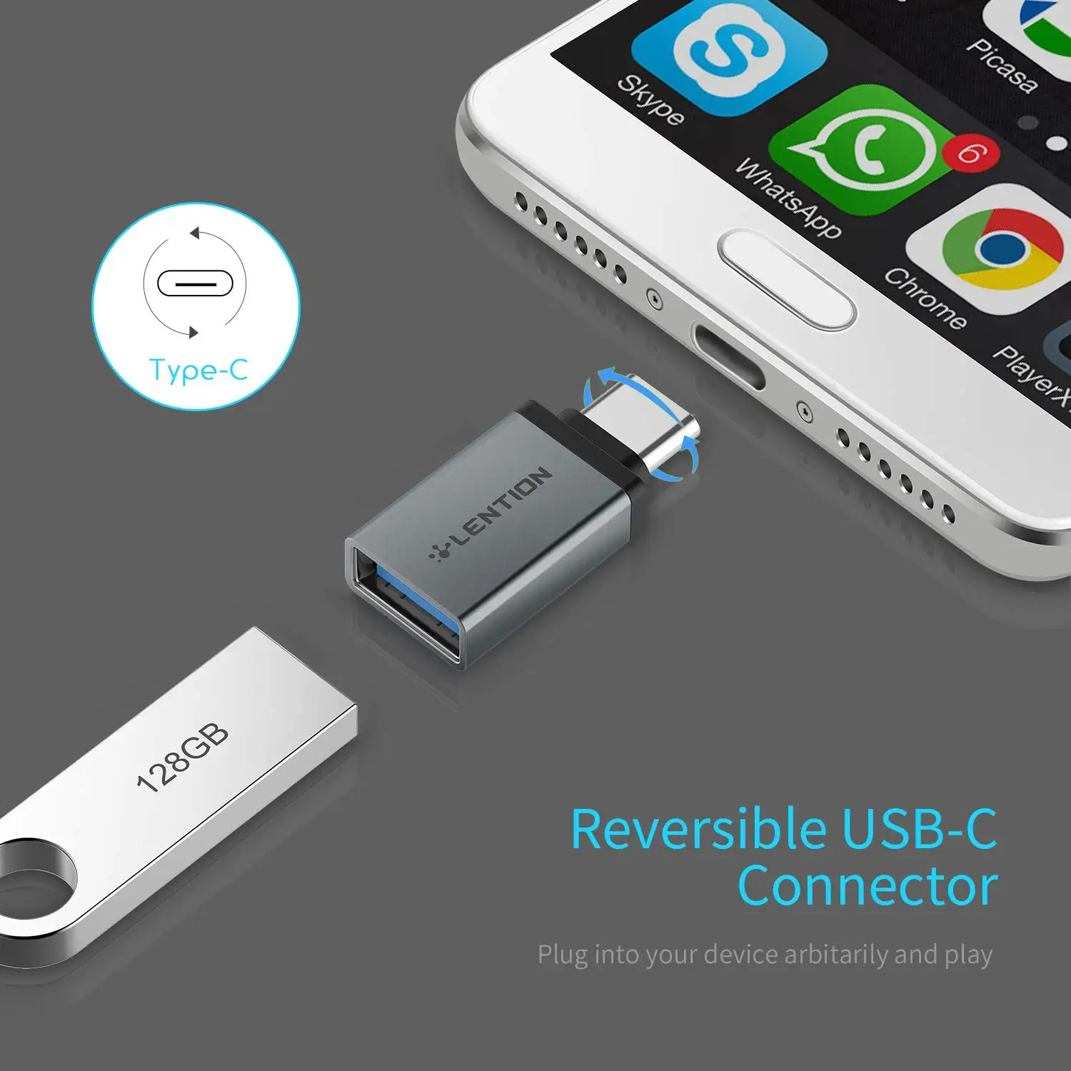 Адаптер USB-C к USB 3 0 конвертирует Type-C в Type-A совместимый с MacBook Pro 13/15 (Порт Thunderbolt 3) 2018