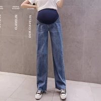 948 wide leg loose denim maternity full long jeans autumn spring belly pants clothes for pregnant women pregnancy trousers