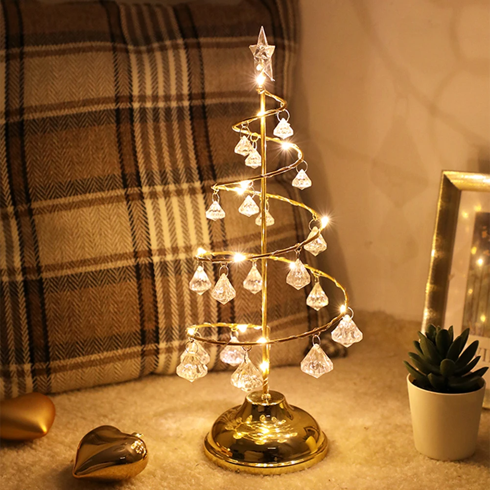 

Crystal Christmas Tree Table Lamp for Bedroom LED Christmas Lights Christmas Decoration Desk Night Light for Home Office Study