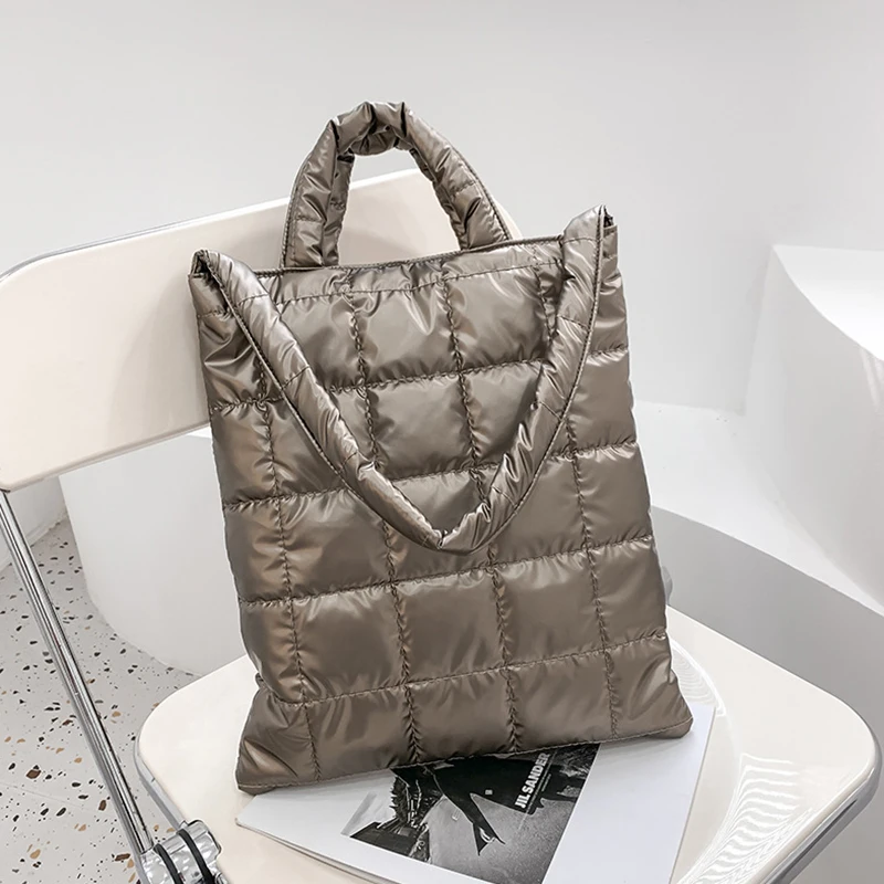 

Вместительные мягкие женские сумки на плечо для зимы 2021, женские вместительные однотонные сумки, дизайнерские нейлоновые хлопчатобумажные...