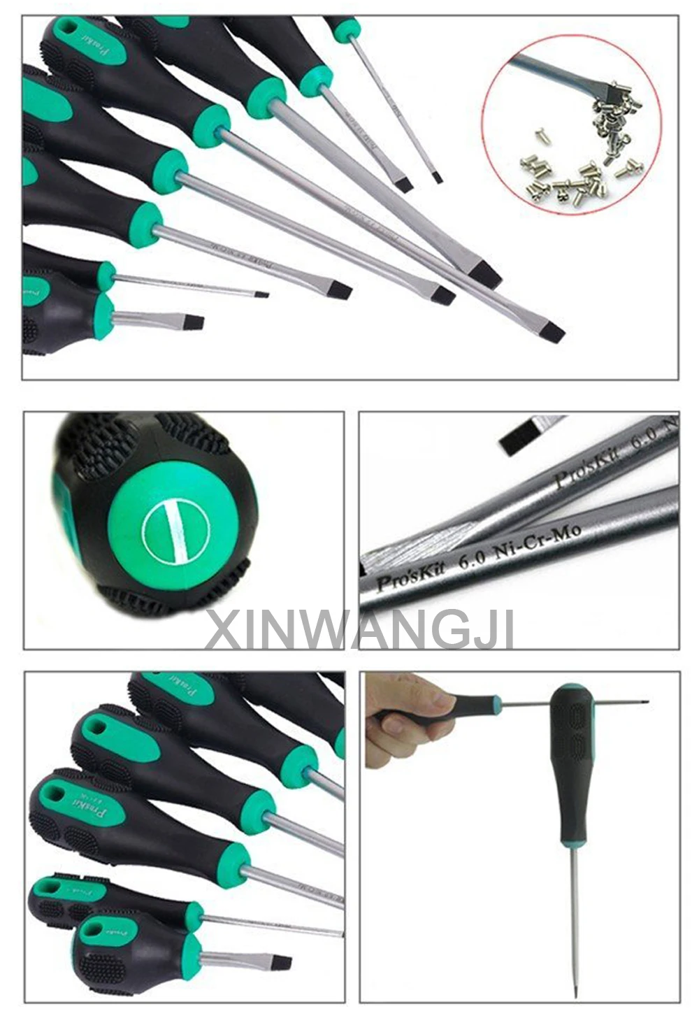 Pro'sKit зеленая черная Прецизионная шлицевая отвертка двойной цвет нескользящий ремонт электроприборов ручные инструменты DIY Отвертки