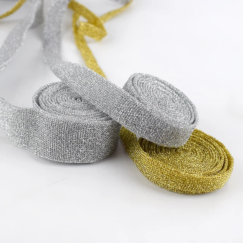 30 метров полиэстер вязание Золото Серебро тесьма спортивные штаны ткань сторона