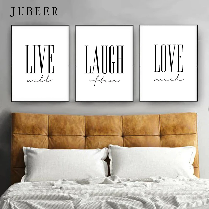 Live Laugh Love Posters and Prints Cuadros Decoracion Salon Black White Decorative Picture Wall Art Nordic Decoration Home | Дом и сад